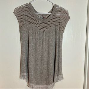 Mauve boho fringe top small